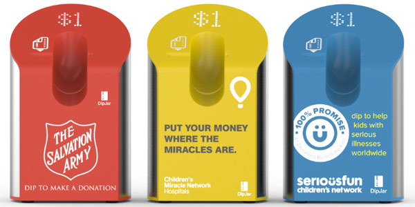 The dipjar is a new fun and easy way to conveniently donations using a credit card.